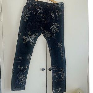 Authentic Vintage McQueen Embroidered Poetic Writing Archive Denim
